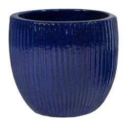 Portly Egg Rib Falling Blue - Ø 37 X H 34 Cm